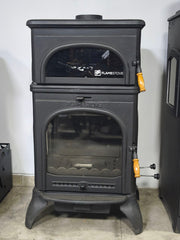 Modena Lüks Oven 3 camlı kuzineli Alttan küllüklü Döküm Soba, şık ve verimli tasarım, Fire Stove markası.