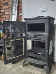 FRS-024AK Modena Lüks Oven 3 camlı kuzineli Alttan küllüklü Döküm Soba