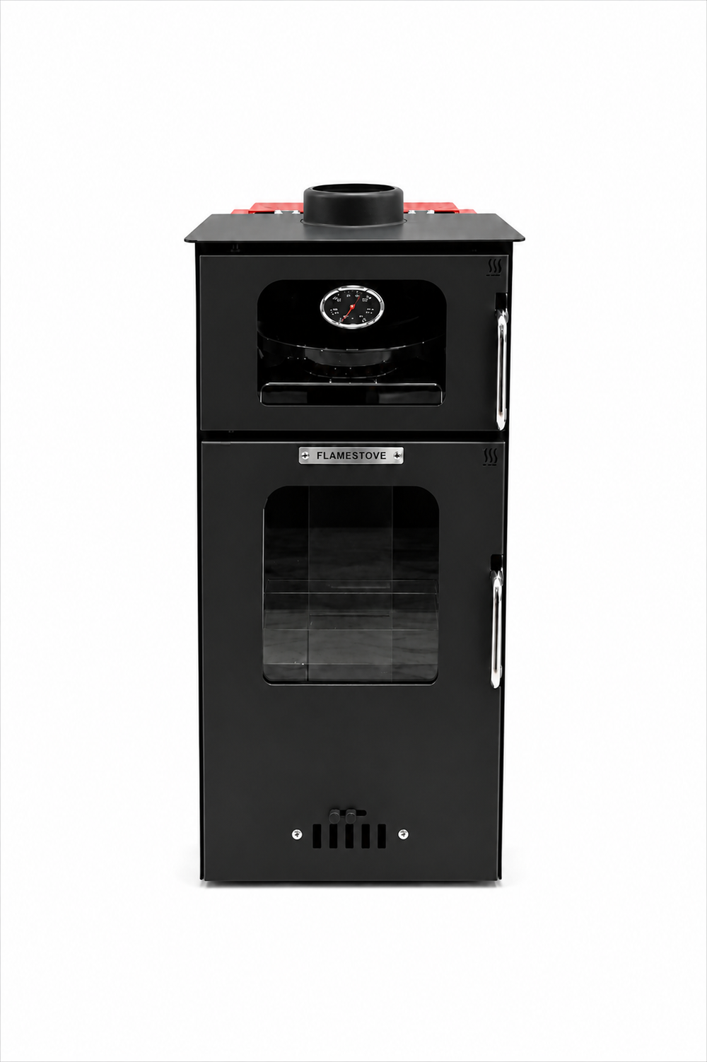 FRS-295 Mini Hybrid Lüx Gurme Çelik Soba | Fırınlı | 3 Camlı | Pelet ve Odun Yakıtlı