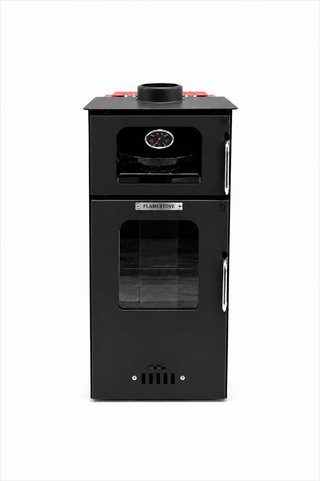 FRS-295 Mini Hybrid Lüx Gurme Çelik Soba | Fırınlı | 3 Camlı | Pelet ve Odun Yakıtlı