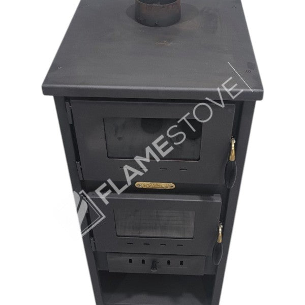Çelik Fırınlı Odunluklu Soba, Ateş Tuğlalı, Schott Robax Camlı, 8 kW Isıtma