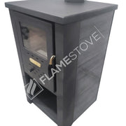 Fire Stove S2 Çelik Soba: Ateş Tuğlalı, Odunluklu, Yüksek Verimli, Robax Camlı