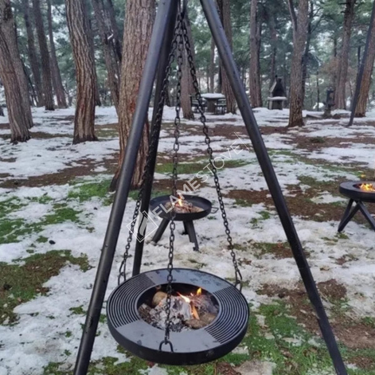 FRS-606 Fire Night Portatif Bahçe Ateş Çukuru, 190 cm Yüksek, Dayanıklı Sac Mangal
