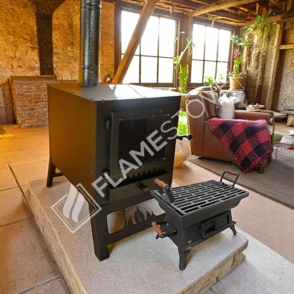 Çok Yönlü Kamp Sobası ve Döküm Mangal Seti FRS-405 FRS-056 Taşınabilir Isıtma Yemek Pişirme Çözümü