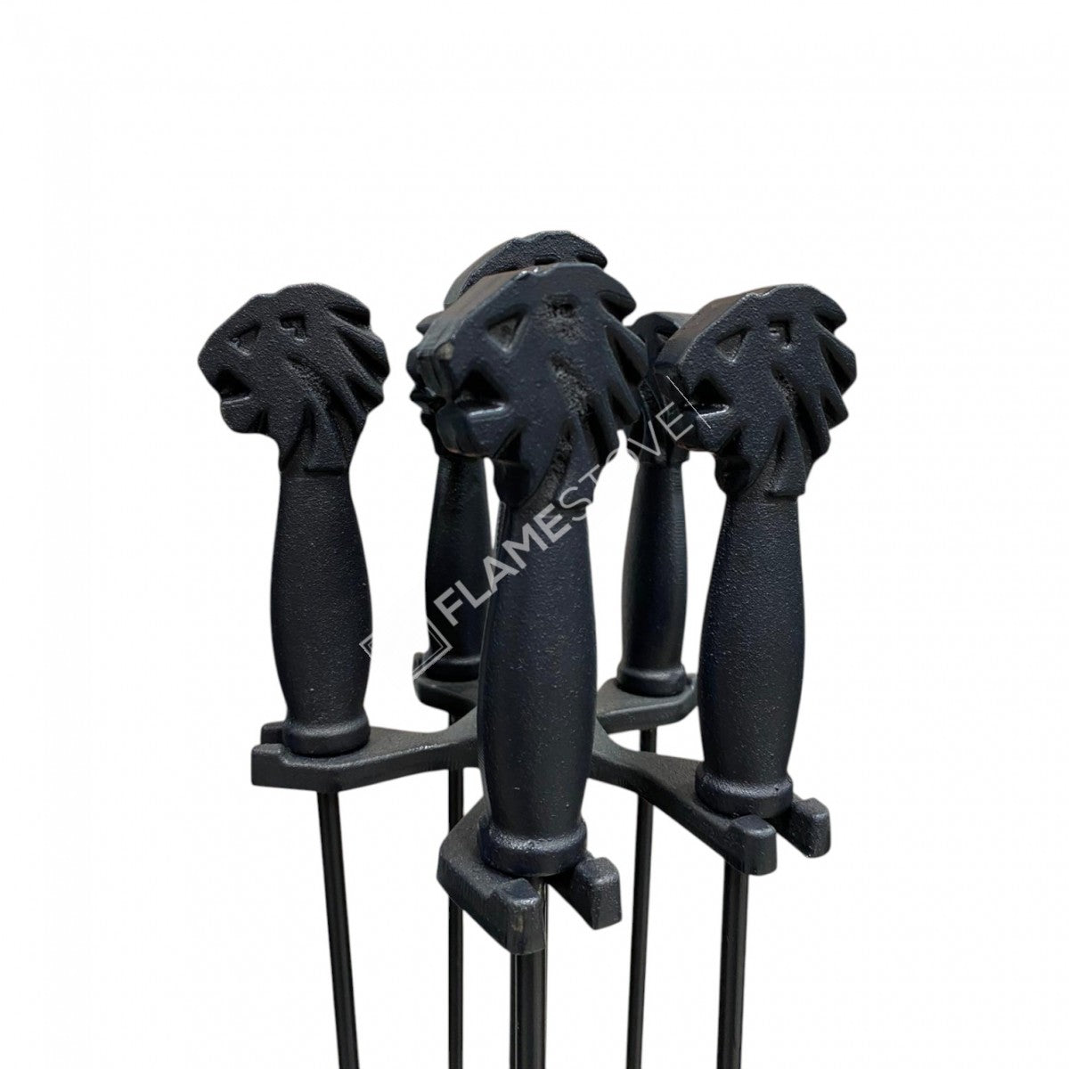FRS-103A Fire Stove Aslan Başlı Pik Döküm 4'lü Şömine Soba Maşa Takımı Seti