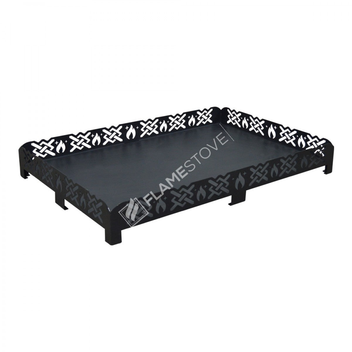 FRS-105Ç Fire Stove 60x90cm Çapraz Desenli Lazer Kesim Çelik Soba Altlığı: