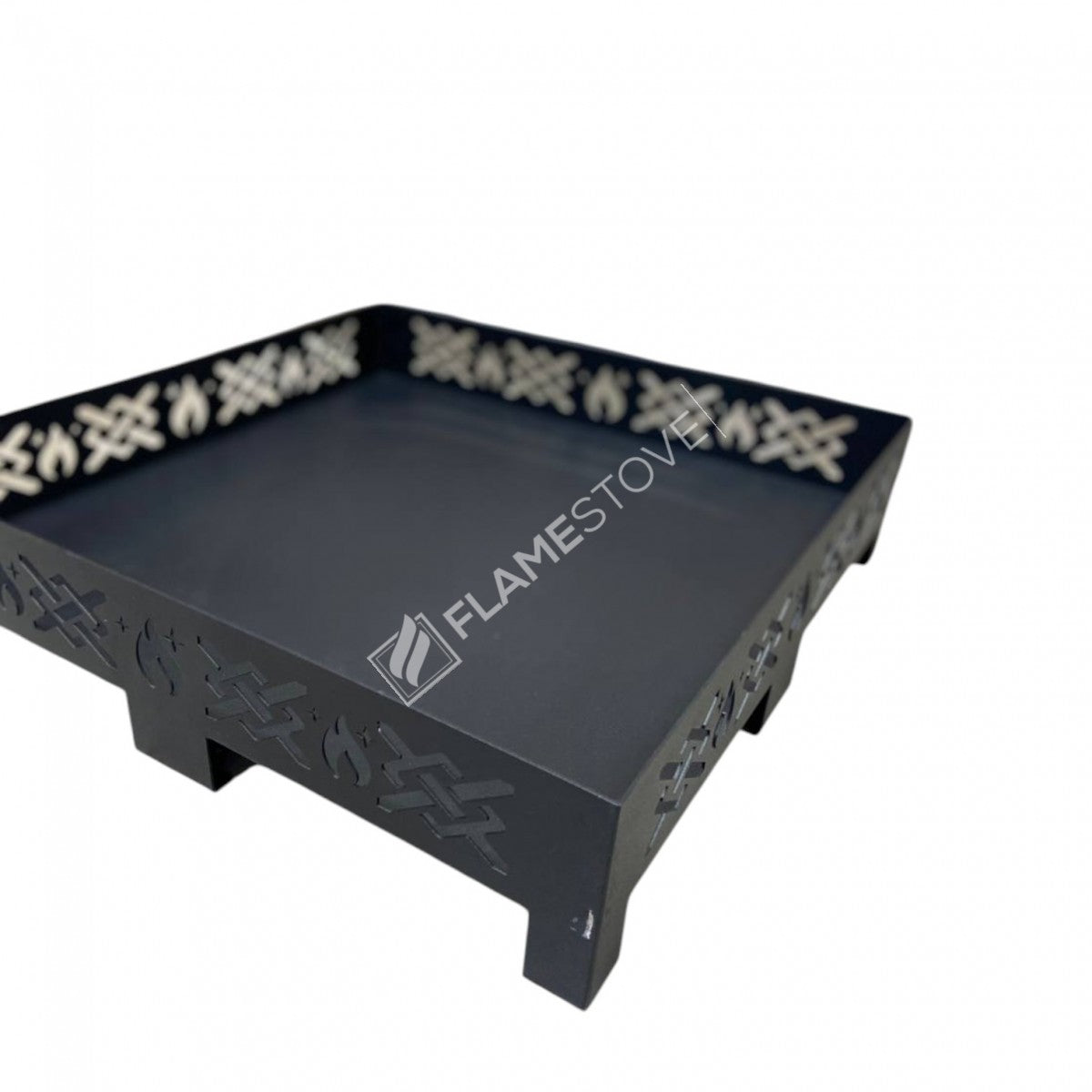 FRS-108Ç Fire Stove Lazer Kesim Çapraz Desenli 50x50 cm Çelik Soba Altlığı 
