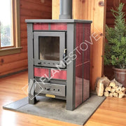 Fire Stove S1 - Çelik Yüksek Verimli Katı Yakıt Sobası, Ateş Tuğlalı, Schott Robax Camlı
