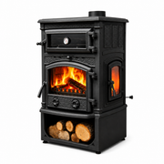 FRS-011YKST Sirius Maxi Style YK Odunluklu Fırınlı 4 Camlı Döküm Soba | Yüksek Verimli Odun & Kömür Sobası, Schott Robax Camlı, Çift Yanmalı, 18.21 kW