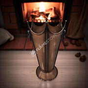 FRS-8192 Fire Stove Paslanmaz Bakır Odunluk, Şık ve Dayanıklı Şömine Odun Kovası, İç/Dış Mekan