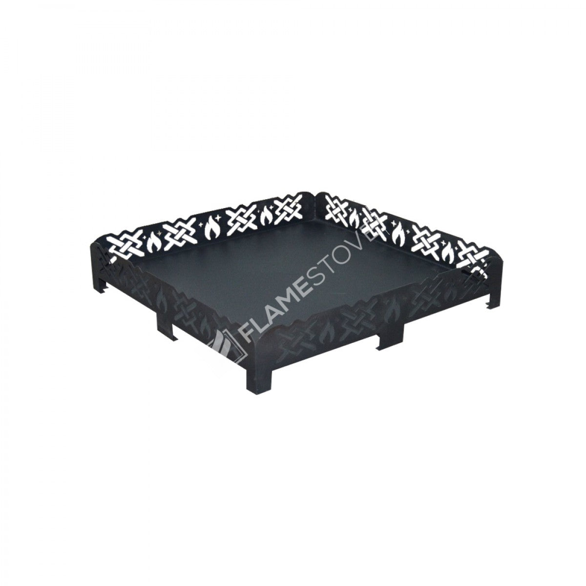 FRS-104Ç Fire Stove 60x60 cm Çapraz Desen Lazer Kesim Çelik Soba Altlığı