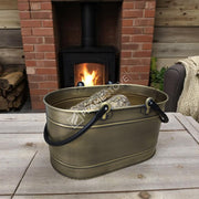FRS-1343-DH-GOLD Fire Stove Çift Kulplu Gold Oval Odun Kovası