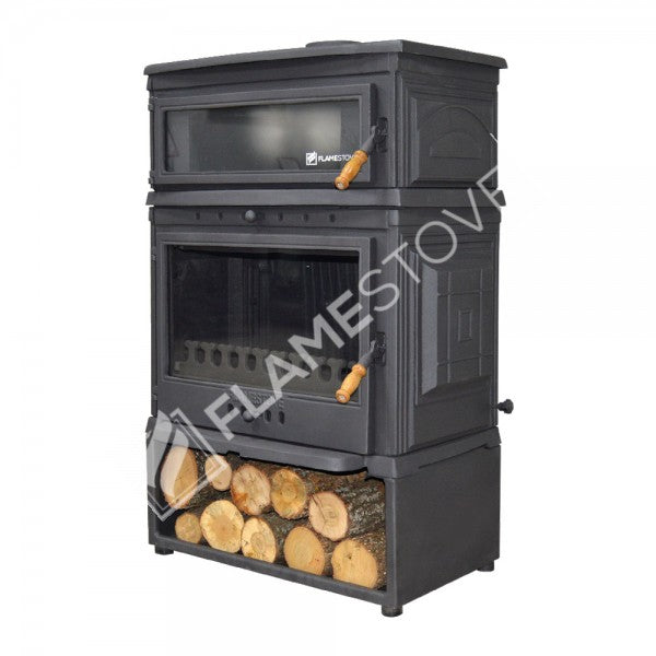 Retro Dik Style Fırınlı Odunluklu Döküm Soba: Çift Yanmalı, Termostatlı, 13 kW