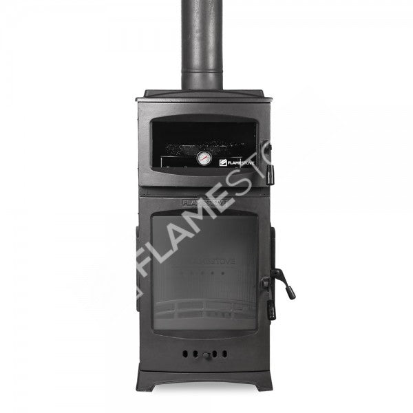 FRS-204YK Fire Stove Lodi Lux Fırınlı yüksek verimli döküm soba, modern tasarım ile etkili ısı ve pişirme sağlar.