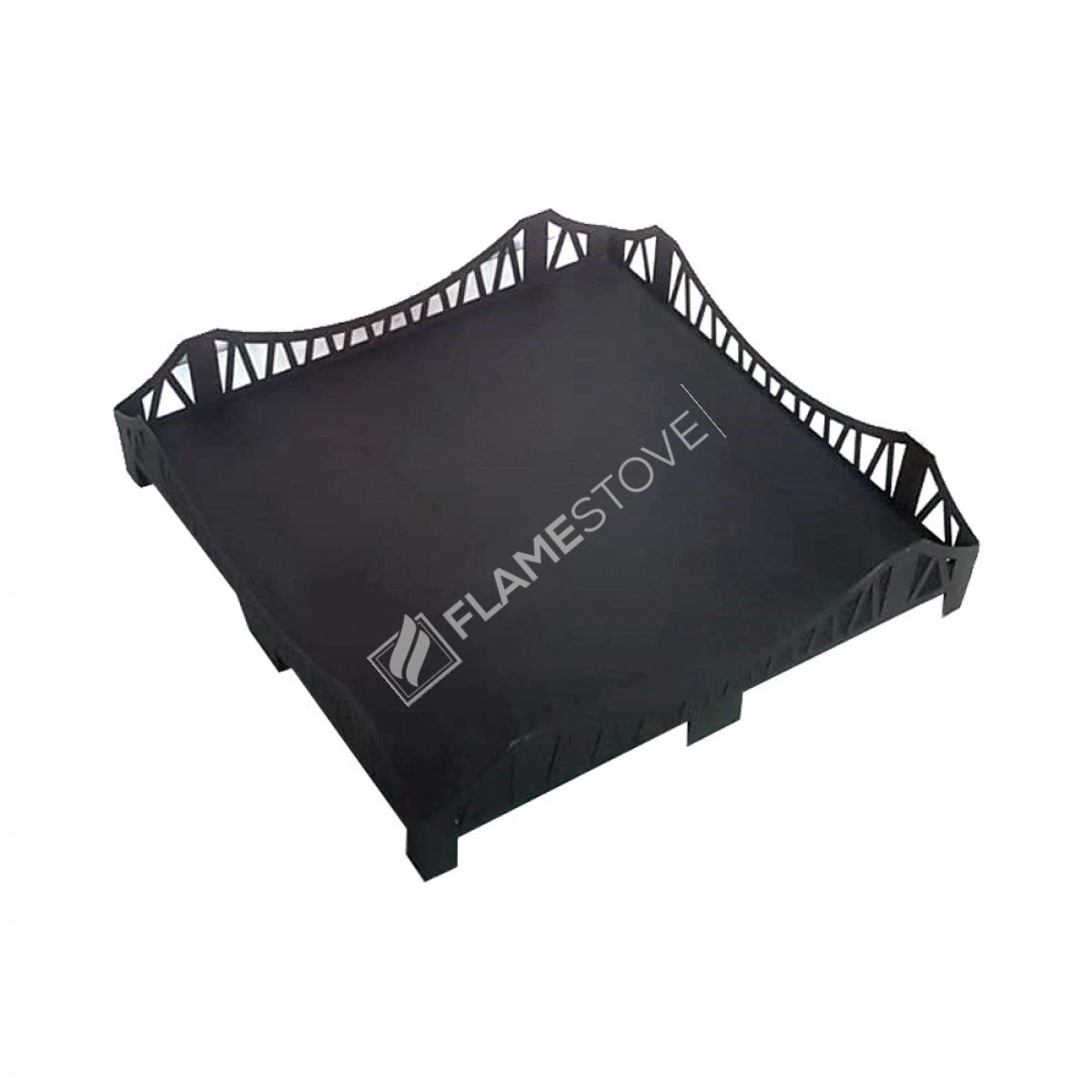 FRS-104KP Fire Stove 60x60cm Köprü Desenli Lazer Kesim Çelik Soba Yer Koruyucu Altlık