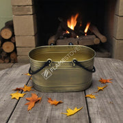 FRS-1343-DH-GOLD Fire Stove Çift Kulplu Gold Oval Odun Kovası