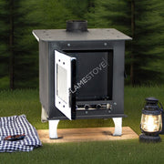 Fire Stove Minio Hafif Taşınabilir Kamp Karavan Sobası Seramik Camlı Çelik Şömine