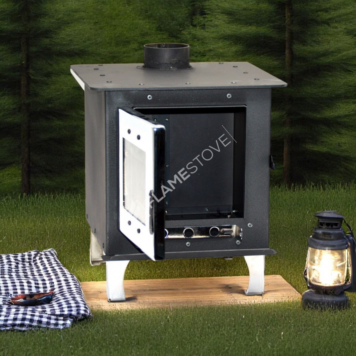 Fire Stove Minio Hafif Taşınabilir Kamp Karavan Sobası Seramik Camlı Çelik Şömine