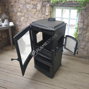 Fire Stove Lodi Yan Camlı Çift Yanmalı A Sınıfı Odunluklu Çelik Şömine Soba