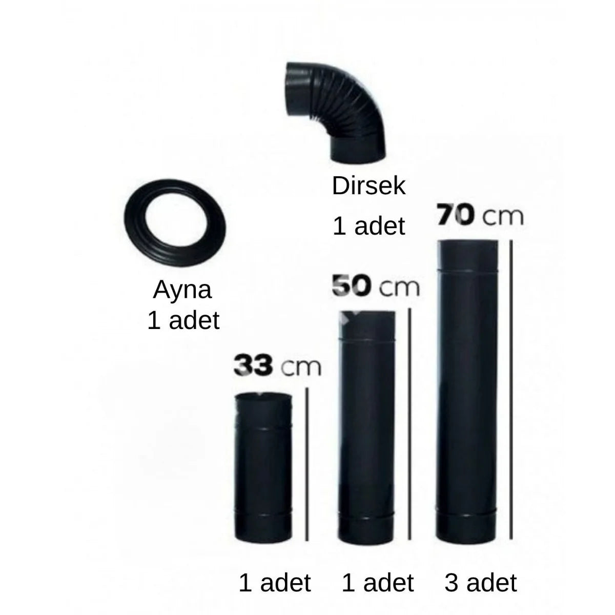 FRS-130 Fire Stove 130mm Antrasit Emaye Soba Boru Seti - Dayanıklı ve Estetik Çözüm