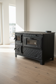 FIRE STOVE FRS-329 Mat Siyah 47'lik Döküm Tuğlaı Kuzine Soba | Emaye | Geniş Kuzine
