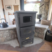 Fire Stove S3 Çelik Dış Yüzey Ateş Tuğlalı Fırınlı Soba, Maşa ve Odunluk