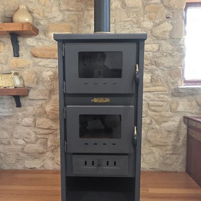 Fire Stove S3 Çelik Dış Yüzey Ateş Tuğlalı Fırınlı Soba, Maşa ve Odunluk