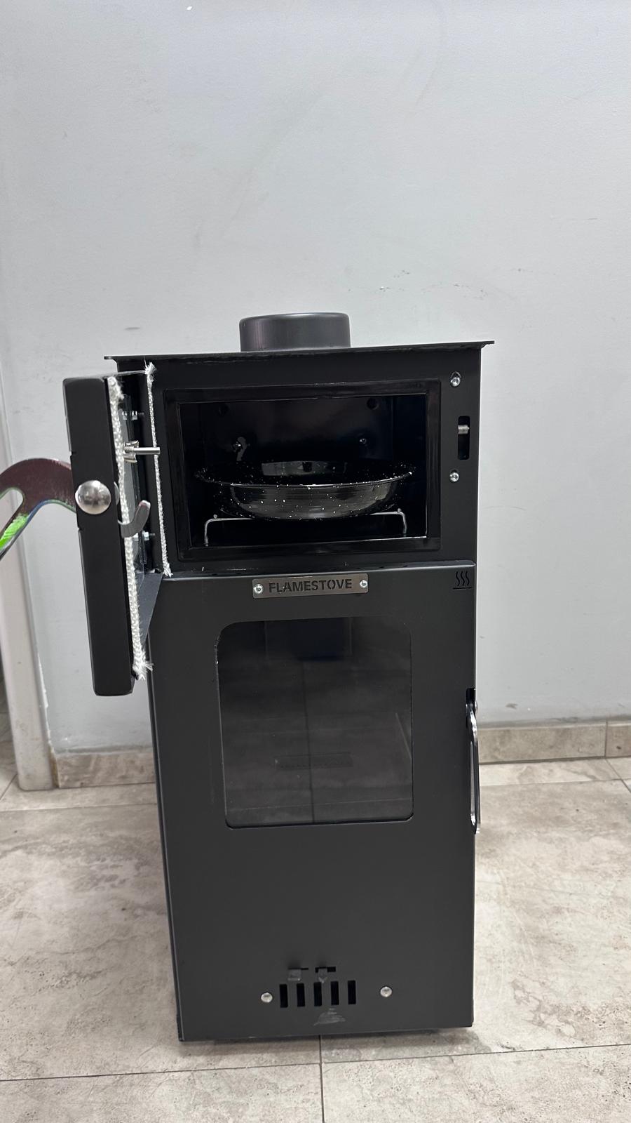 FRS-295 Mini Hybrid Lüx Gurme Çelik Soba | Fırınlı | 3 Camlı | Pelet ve Odun Yakıtlı