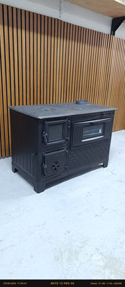 FIRE STOVE FRS-329 Mat Siyah 47'lik Döküm Tuğlaı Kuzine Soba | Emaye | Geniş Kuzine