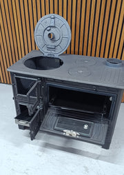 FIRE STOVE FRS-329 Mat Siyah 47'lik Döküm Tuğlaı Kuzine Soba | Emaye | Geniş Kuzine