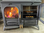 FRS-066 Fire Stove Palmiye Döküm Kuzineli Soba: 3 Katlı Fırın, Yan Cam, 15kW Çift Yanmalı