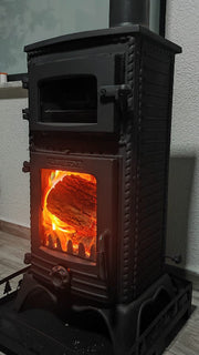 FRS-053 Fire Stove Major Pik Döküm Fırınlı Odun Kömür Sobası, Schott Robax Camlı, Yüksek Verimli.