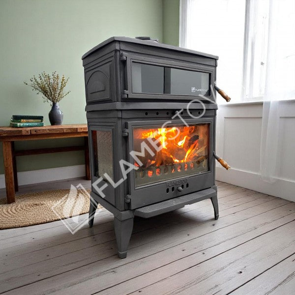Fire Stove Retro Lux Yüksek Verimli Çift Yanmalı Odun Kömür Sobası Fırınlı Döküm