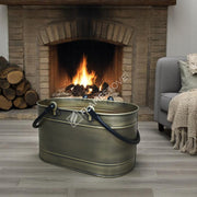 FRS-1343-DH-GOLD Fire Stove Çift Kulplu Gold Oval Odun Kovası