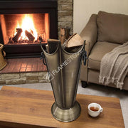 FRS-8192 Fire Stove Lüks Gold Odunluk: İç/Dış Mekan, Yüksek Kaliteli Döküm Şömine Odun Kovası