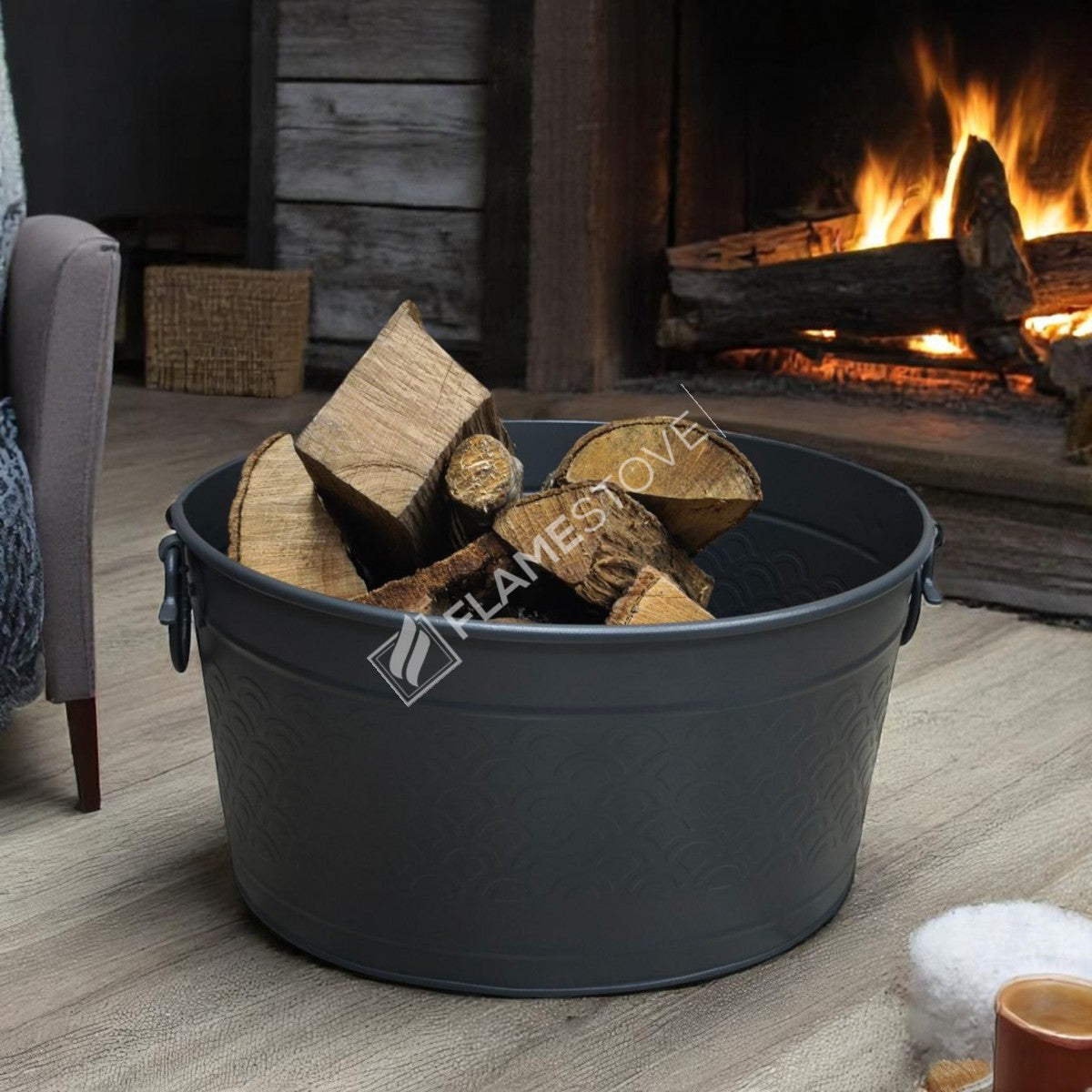 FRS-1353-MAT Fire Stove Mat Siyah Metal Odun Kovası Şömine Aksesuarı