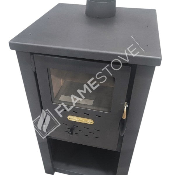 Fire Stove S2 Çelik Soba: Ateş Tuğlalı, Odunluklu, Yüksek Verimli, Robax Camlı