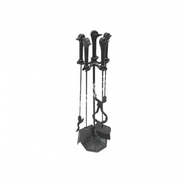 FRS-103Ö Fire Stove Ördek Başlı 4'lü Pik Döküm Maşa Takımı: Şömine ve Barbekü İçin Ergonomik Set