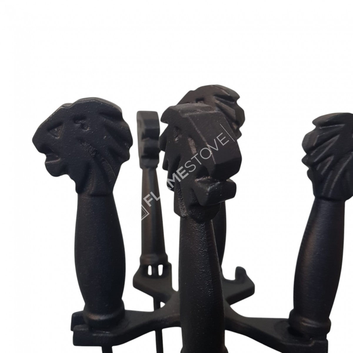 Fire Stove Aslan Başlı Pik Döküm 4'lü Şömine Soba Maşa Takımı Seti