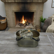 FRS-1343-DH-GOLD Fire Stove Çift Kulplu Gold Oval Odun Kovası