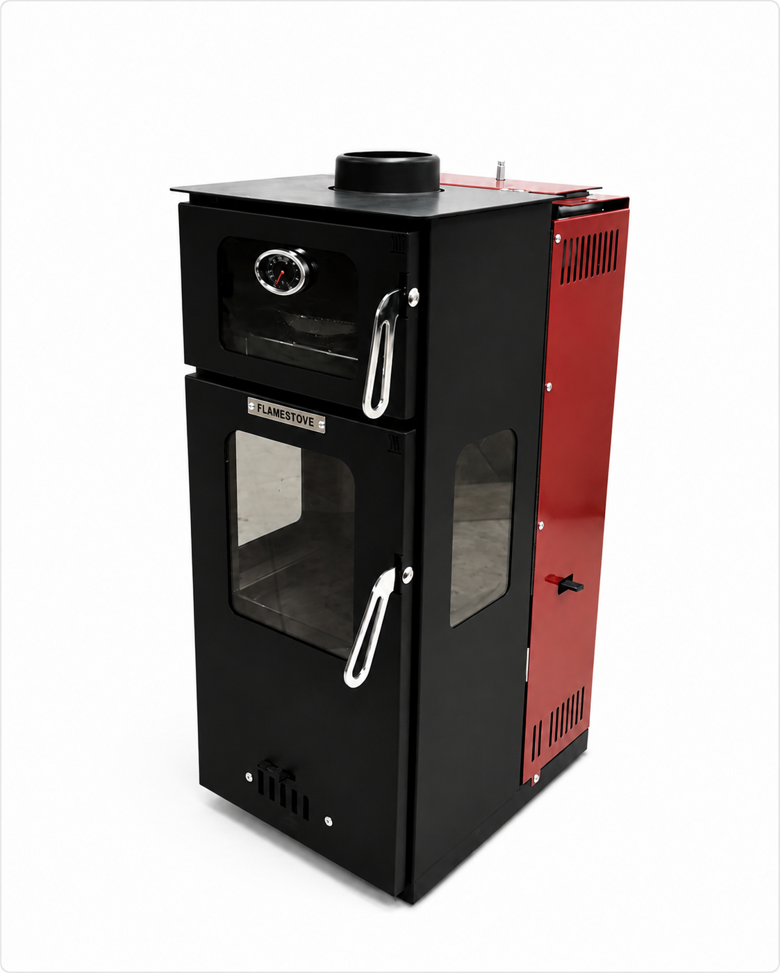 FRS-295 Mini Hybrid Lüx Gurme Çelik Soba | Fırınlı | 3 Camlı | Pelet ve Odun Yakıtlı