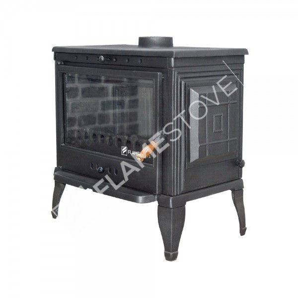 Retro Klasik Döküm Soba, Yüksek Verimli Odun Kömür Sobası, Schott Robax Camlı, 10 kW