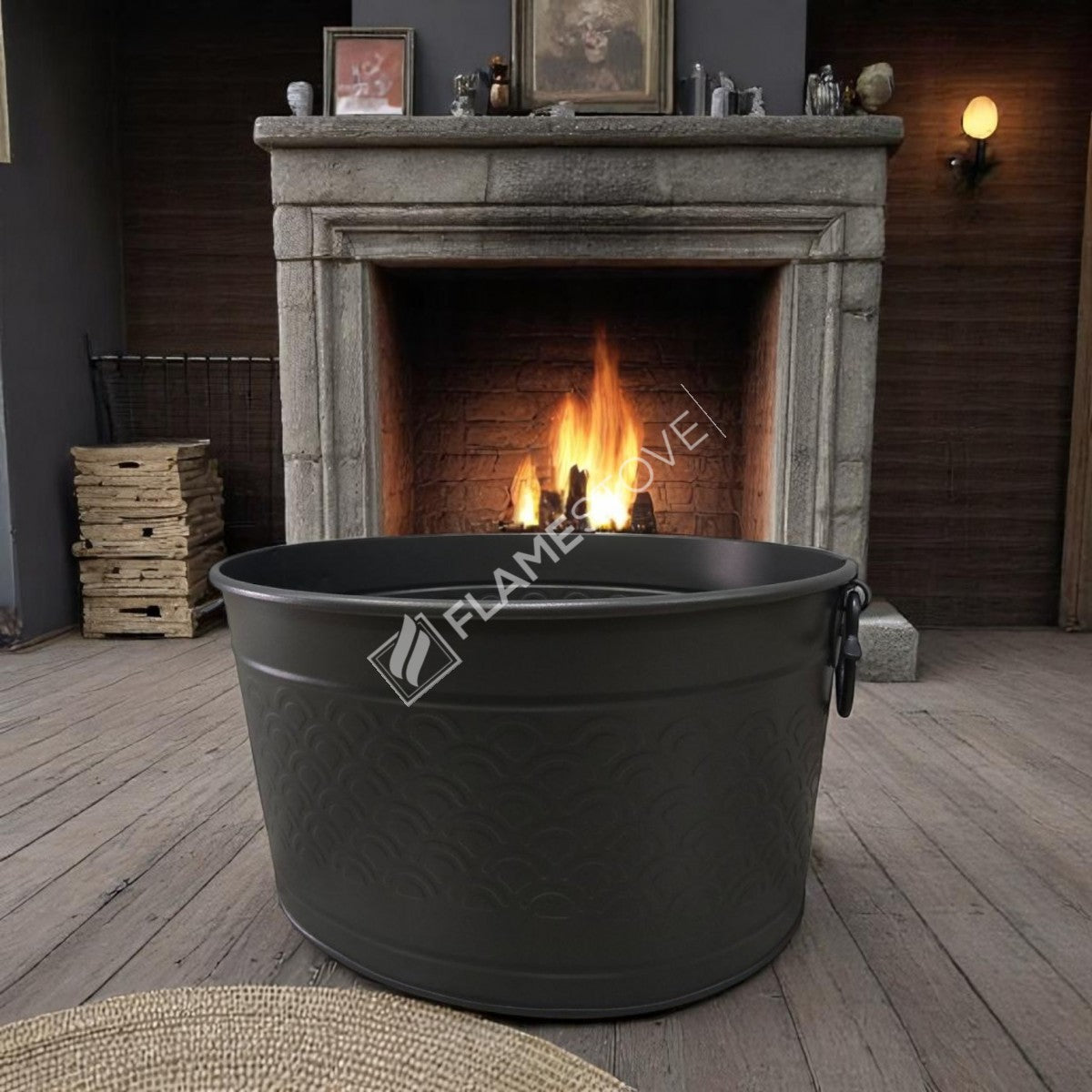 FRS-1353-MAT Fire Stove Mat Siyah Metal Odun Kovası Şömine Aksesuarı