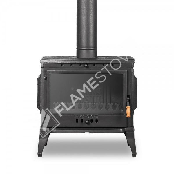 Retro Klasik Döküm Soba, Yüksek Verimli Odun Kömür Sobası, Schott Robax Camlı, 10 kW