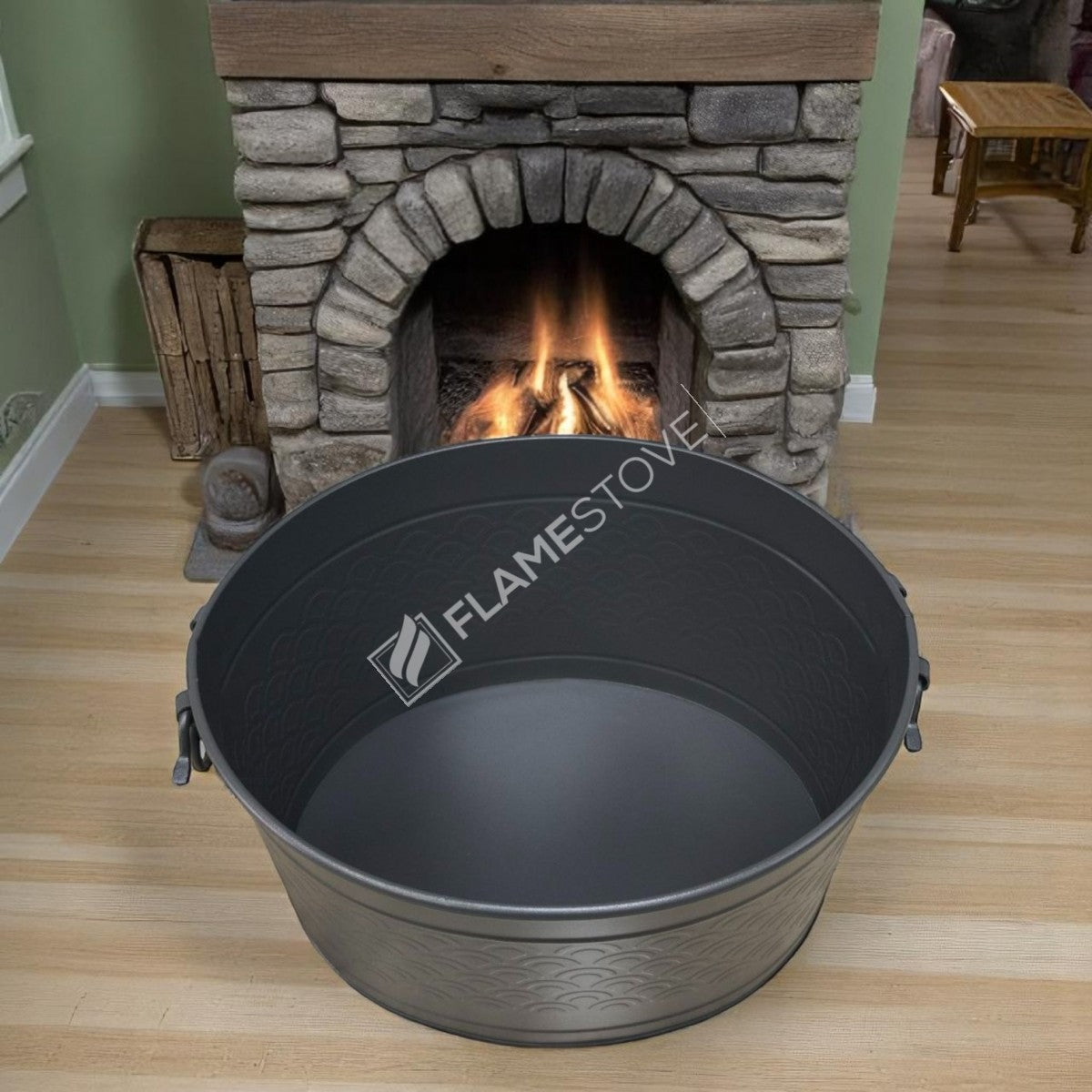 FRS-1353-MAT Fire Stove Mat Siyah Metal Odun Kovası Şömine Aksesuarı