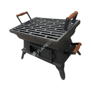 FRS-405 Fire Stove Taşınabilir Ahşap Saplı Kare Döküm Piknik Mangalı - Dayanıklı, Kolay Temizlenebilir