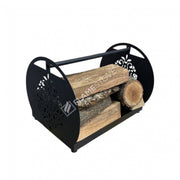 FRS-101B Fire Stove Şık Beşik Tasarım Metal Odunluk - Siyah Mat Şömine Odun Taşıyıcı