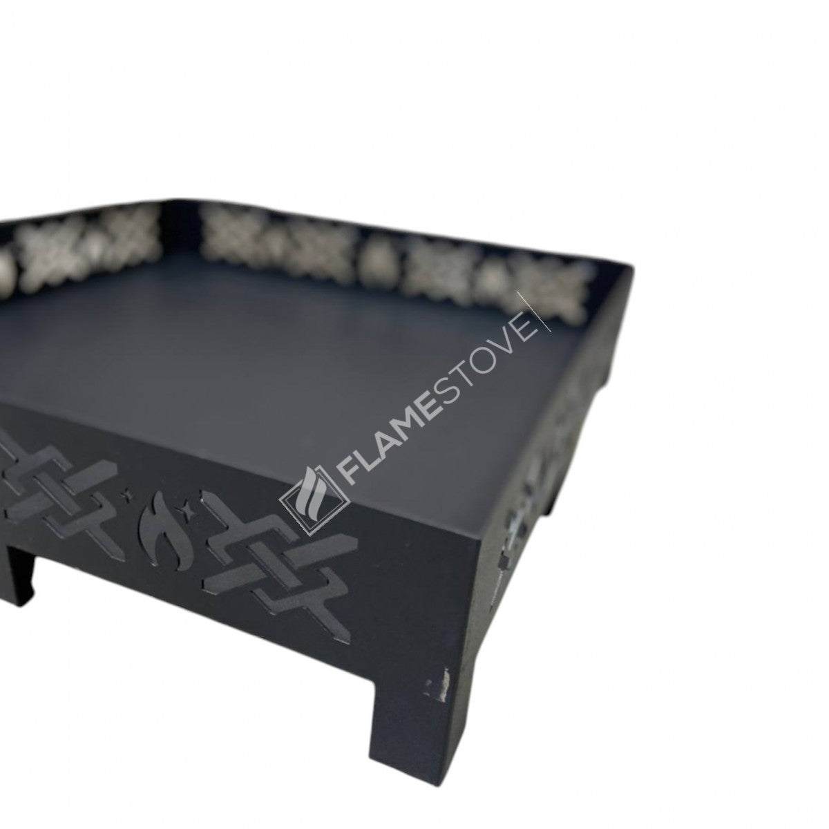 FRS-108Ç Fire Stove Lazer Kesim Çapraz Desenli 50x50 cm Çelik Soba Altlığı 