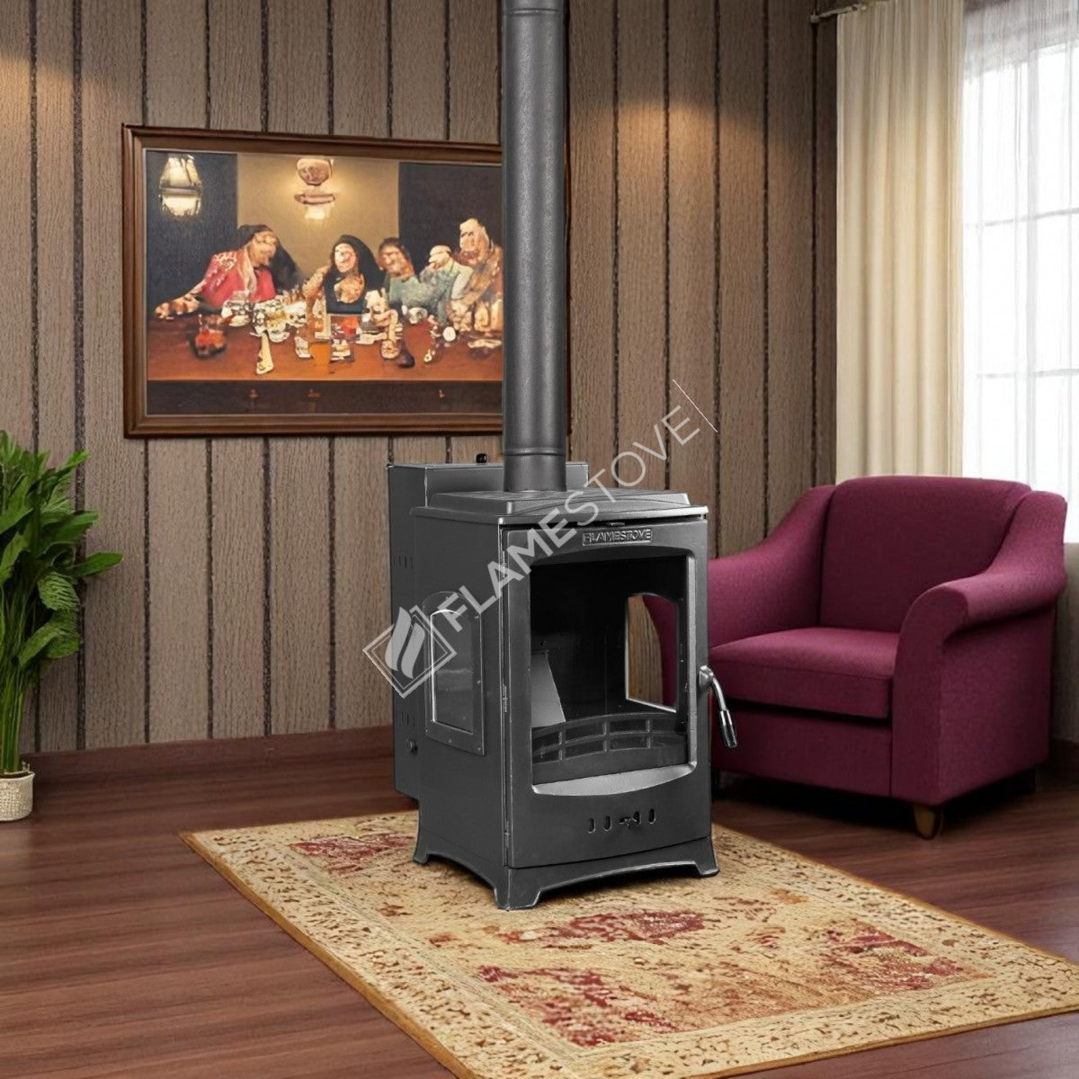 Lodi Lux Pelet Soba: Üç Camlı, Yüksek Verimli, A Sınıfı, 7 kW, Krom Hazneli