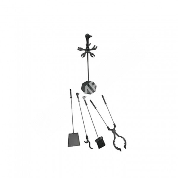FRS-103Ö Fire Stove Ördek Başlı 4'lü Pik Döküm Maşa Takımı: Şömine ve Barbekü İçin Ergonomik Set